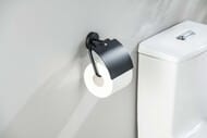 Держатель для туалетной бумаги Aquatek Оберон AQ4209MB подвесной, с крышкой, цвет: черный матовый