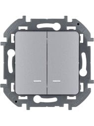 Выключатель LEGRAND INSPIRIA  2-клавишный с подсветкой 10 AX 250 В алюминий 673632