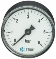 Манометр аксиальный STOUT Dn 50 мм 1/4", 0...10 бар, кл.2.5 SIM-0009-501008