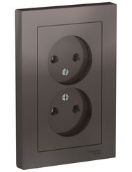 Розетка Systeme Electric ATLASDESIGN двойная без заземления 16А в сборе мокко ATN000620