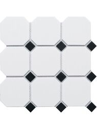 Мозаика керамическая Starmosaic Octagon big White/Black Matt (300х300х6) белая+черная CLA006 (шт.) — миниатюра 1
