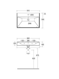 Раковина подвесная KLUDI RESA 810х500х120 прямоуг, с отв под смесит, д/к,черный мат. 59WW8139 — изображение 2