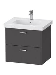 Тумба под раковину Duravit XBase 600х560х458 подвесная, 2 ящика, графит матовый XB618904949