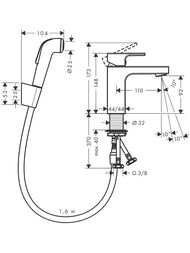 Смеситель для раковины Hansgrohe Vernis Shape 71216000 однозахватный, с гиг. душем, хром /белый — миниатюра 2