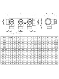 Коллектор запорный FAR 1"ВН на 2 отвода 3/4"EU с вставкой под уплотнение FK 3860 134UN