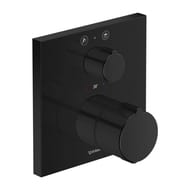 Смеситель Duravit C.1 для душа термостат с перекл., панель квадрат,2 выпуска, черный матовый C14200013046