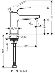 Кран Hansgrohe Metropol 32501000 для умывальника, однорычажный 100 хром для  холодной воды
