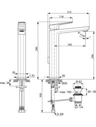 Ideal Standard Lux TONIC II Смеситель для умывальника A6328AA одноручковый, высокий, донный клапан