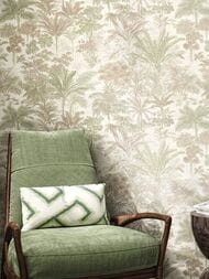 Обои виниловые на флизелине Kerama Marazzi Оазис мотив (1,06х10,05) бежево-зеленые KM6203 (рул.)