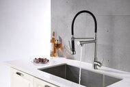 Смеситель для кухни BelBagno BB-LAM50-IN 2 излива - поворотный и гибкий, без донного клапана,сатин
