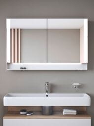 Зеркальный шкаф Duravit Qatego 1200х750х155 подвесной, с подсветкой, полочка, белый QA7153018180010