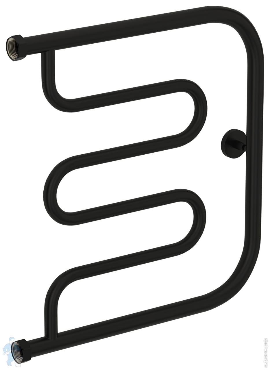 СУНЕРЖА Лира Полотенцесушитель 500х500 черный матовый, нак. гайка 1 ...