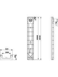 Лоток пластиковый усиленный DN 100 Gidrolica Standart Plus (1000х148х63) 1,8 л/сек  8054