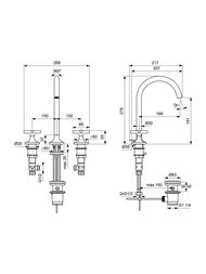 Ideal Standard JOY NEO Смеситель для раковины BD143A5 двухзахватный, донный клапан, серый
