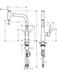 Смеситель Hansgrohe Metris Select M71 для кухни 240 мм вытяжной поворотный излив сталь 14857800 — миниатюра 2
