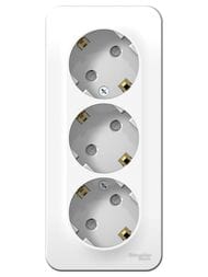 Розетка Systeme Electric BLANCA трехпостовая, с заземлением, со шторками, 16А 250В белый BLNRA011311