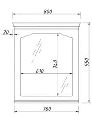 Зеркало Caprigo Престон 800х950х41 цвет: керамик (эмаль) 33932-085