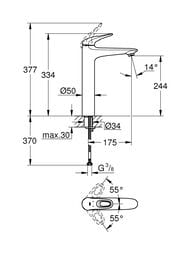Смеситель Grohe EuroStyle 2015 23570LS3 для умывальника однорычажный, XL-Size, белая луна/хром