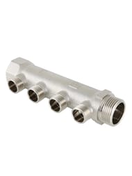Коллектор VALTEC 1" на 4 выхода 1/2"Н никель VTc.500.N.0604 — миниатюра 1