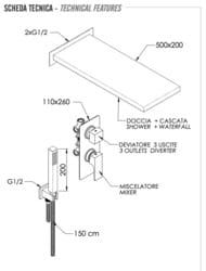 Душевая система Remer Absolute AU93S02SSCA со встраиваемым смесителем, хром — миниатюра 2