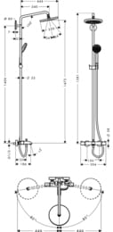 ������� ������� Hansgrohe Croma 220 Showerpipe 27223000 ���������, �������/������ ���, ����: ����
