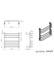 GROTA ECO FORTE Полотенцесушитель "Лесенка" электр. 630x600 300Вт нержавеющая сталь