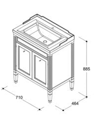 Тумба под раковину Caprigo Альбион Промо 70 bianco antico 714х890х465 33311-В002