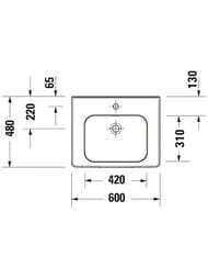 Умывальник Duravit Soleil by Starck 600х480мм, с переливом, белый 2376600000