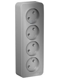 Розетка Systeme Electric BLANCA четырехпостовая, без заземл., без шторок, 16А 250В алюм. BLNRA000413
