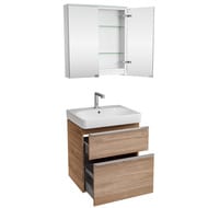 Geberit Smyle Square Тумба с раковиной 60 см, цвет пекан +Зеркальный шкаф, подсветка 529.352.JR.6