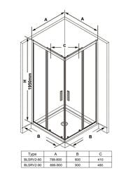 ������� ������ RAVAK BLIX SLIM BLSRV2-90 (900�900�1950) �������.�����, �������., �����.+Transparent