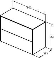 Тумба под раковину Ideal Standard CONCA (800x373x550) 2 ящика, белый, со столешницей T4328Y1 — изображение 6