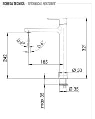 Смеситель для раковины Remer Vanity V11LXV, сталь