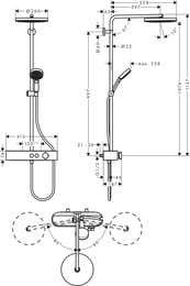 ������� ������� Hansgrohe Pulsify 24220000 Showerpipe 260 1jet � �����������, ����