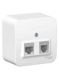 Розетка Systeme Electric BLANCA двойная компьют.RJ45+телеф.RJ11, кат.5e изол.пл. белый BLNIA045111