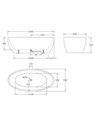 Ванна акриловая BelBagno BB69-1700-W0 1700х820х600 отдельностоящая, без перелива, д/к, белый