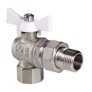 Кран угловой с американкой 1/2"ВН VALTEC BASE белая бабочка VT.228.NW.04 — миниатюра 1