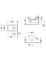 Биде Duravit Vero Air 370х570 подвесное с переливом и плоскостью под смеситель 2274150000