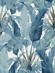 Обои натуральные на флизелине Thibaut Tropics (0,69х8,22) голубые T10128 (рулон)