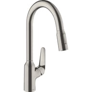 Смеситель Hansgrohe Focus M42 для кухни 220 мм вытяжной поворотный излив сталь 71800800