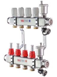 Коллекторная группа VALTEC  4 выхода, 1"х3/4" с расходомерами, нержавеющая сталь VTc.586.EMNX.0604