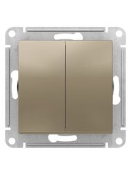 Выключатель Systeme Electric ATLASDESIGN 2-клавишный схема 5 10АХ механизм шампань ATN000551