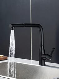 Смеситель для кухни с выдвижной лейкой , FRAP черный, F6096-6