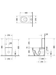 Унитаз-компакт DURAVIT STARCK 2 370х630х885 6/3л, унив. выпуск, подвод слева 2145090000+0933000005
