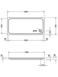 ������ ��������� Duravit D-Code 1600�750 � �������������� ��������� 720164000000001