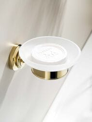 Мыльница Aquatek Классик AQ4503PG подвесная, стекло матовое, латунь, цвет: золото полированное