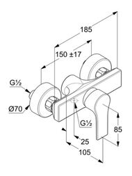 Смеситель KLUDI ZENTA SL для душа, однозахватный, настенный (хром) 488700565