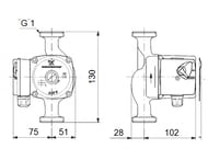 ����� �������������� GRUNDFOS UPS 15-40 130, 45��, ��� ����, 96281368