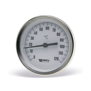 Термометр биметаллический аксиальный Watts F+R801 OR 63мм (0-160°С) с гильзой 75мм PT30557001