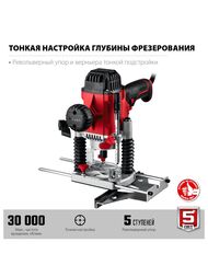 Фрезер ЗУБР ФМР-1200 универсальный 1200 Вт, 30000 об/мин, ход фрезы 50мм, регул.оборотов, подсветка — изображение 6